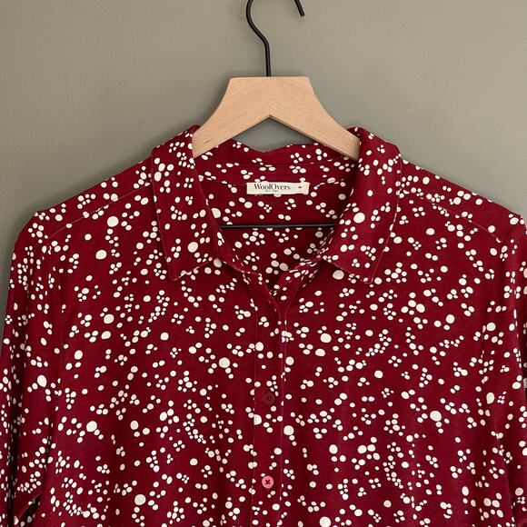 Woolovers Irregular Spot Red Jersey Print 3/4 Sleeve Shirt Size Medium Classic - Picture 3 of 16